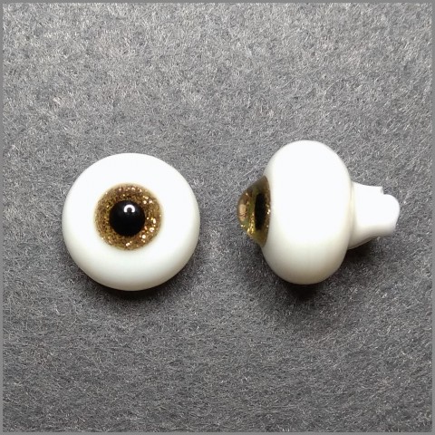 Глаза стеклянные круглые, уменьшенная радужка, 12мм желтые с блестками