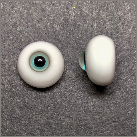 Глаза стеклянные круглые, уменьшенная радужка, 14мм зелено-голубые